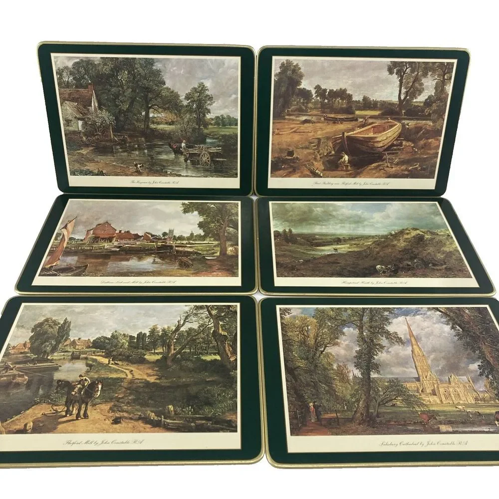 Vintage Clover Leaf Cork Back‎ Table Mats Set of 6 Landscapes by John Constable